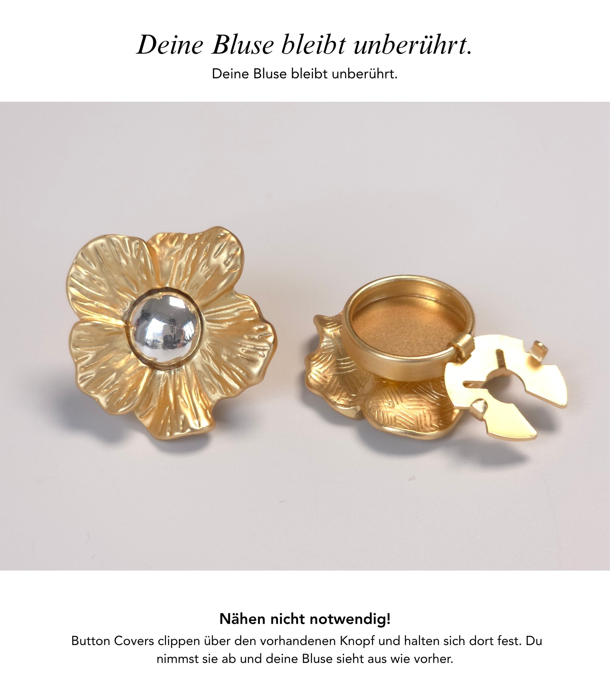 Baesics Button Covers Goldblüte – nickelfreie Knopfüberzüge, Bild 3