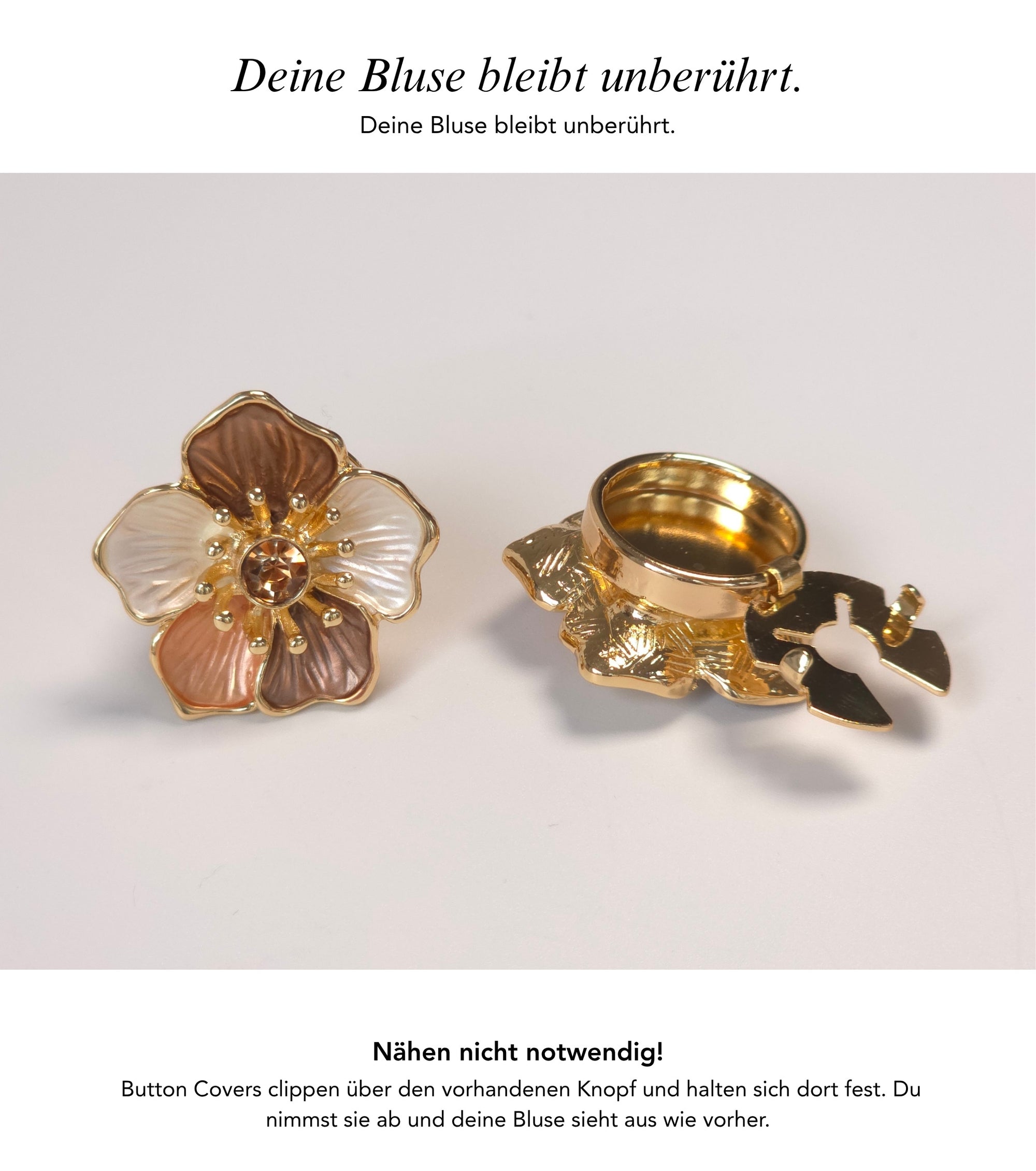 Baesics Button Covers Goldblüte Klassik – nickelfreie Knopfüberzüge, Bild 3