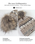 Baesics Bommelmütze mit Muster (Wollmix) – Wintermütze mit Kunstfell-Bommel, Bild 3