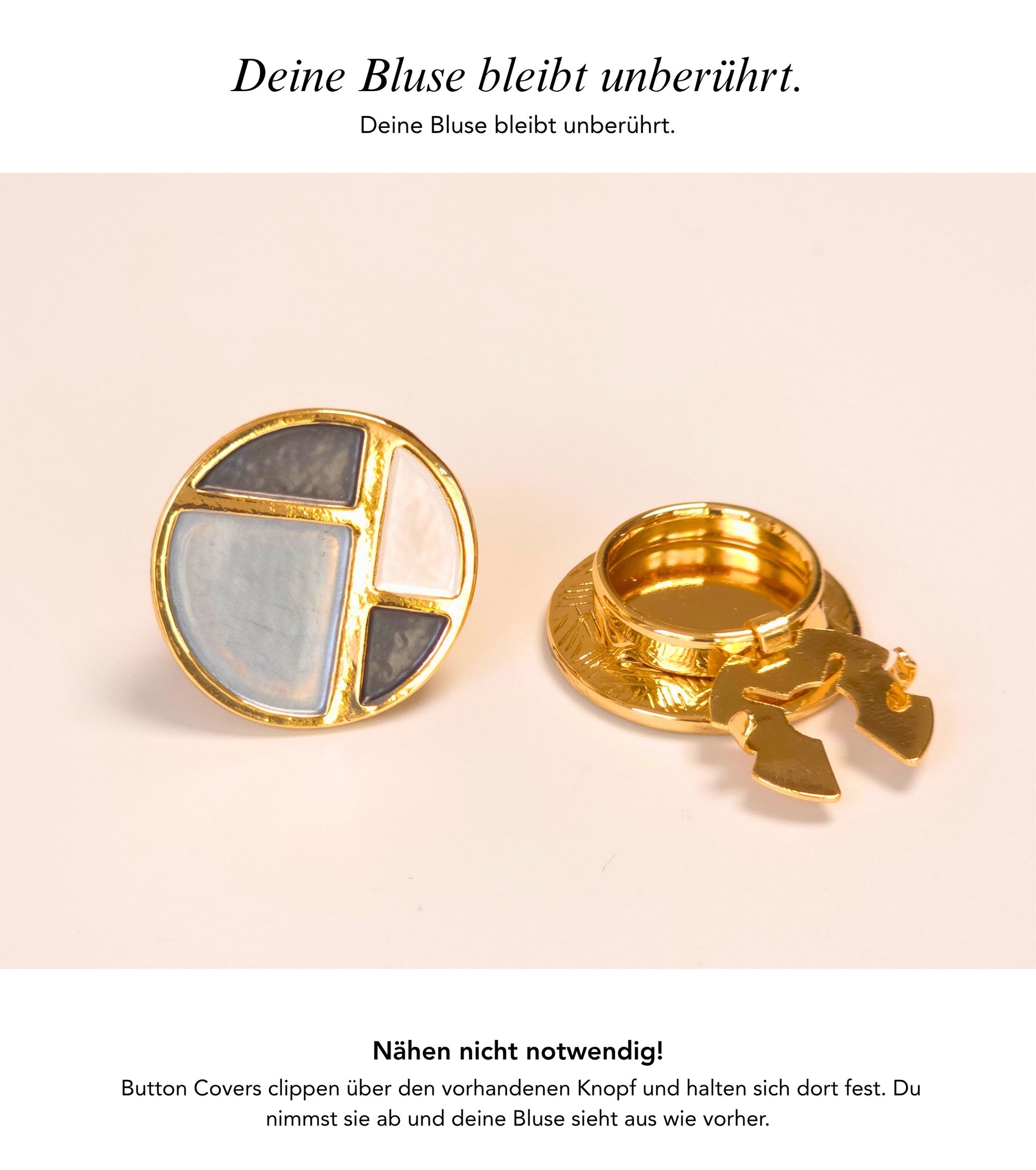 Baesics Button Covers Onyx Facette – nickelfreie Knopfüberzüge, Bild 3