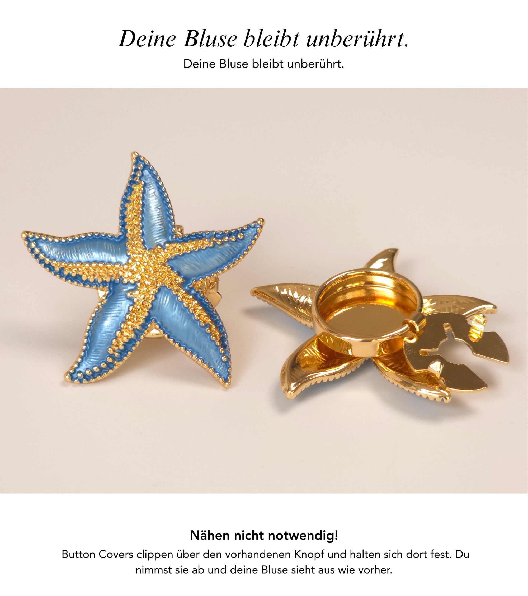 Baesics Button Covers Seestern Blau – nickelfreie Knopfüberzüge, Bild 3