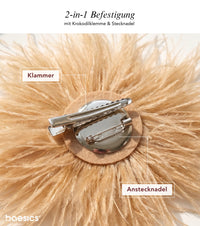2-in-1 Befestigung der Baesics® Federbrosche mit Krokodilklemme und Anstecknadel