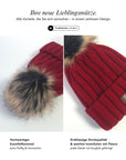 Baesics Bombelmütze – Strickmütze mit Kunstfell-Bommel & Fleecefutter, Bild 3