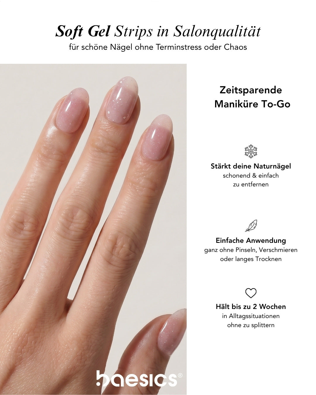 Baesics UV Gelstrips Lavender Luxe – Nägel Nahaufnahme