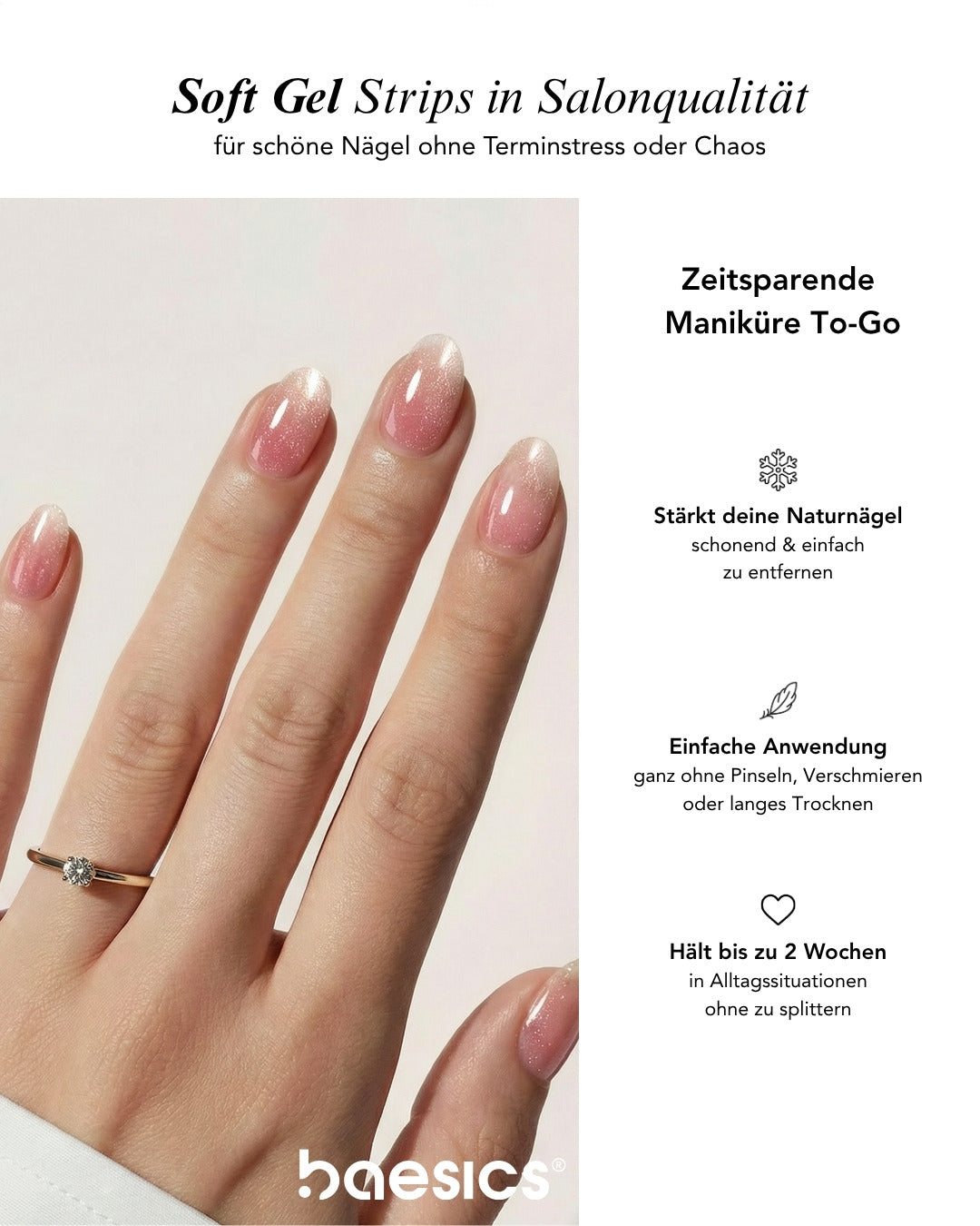 Baesics UV Gelstrips Crystal Lotus – Nägel Nahaufnahme