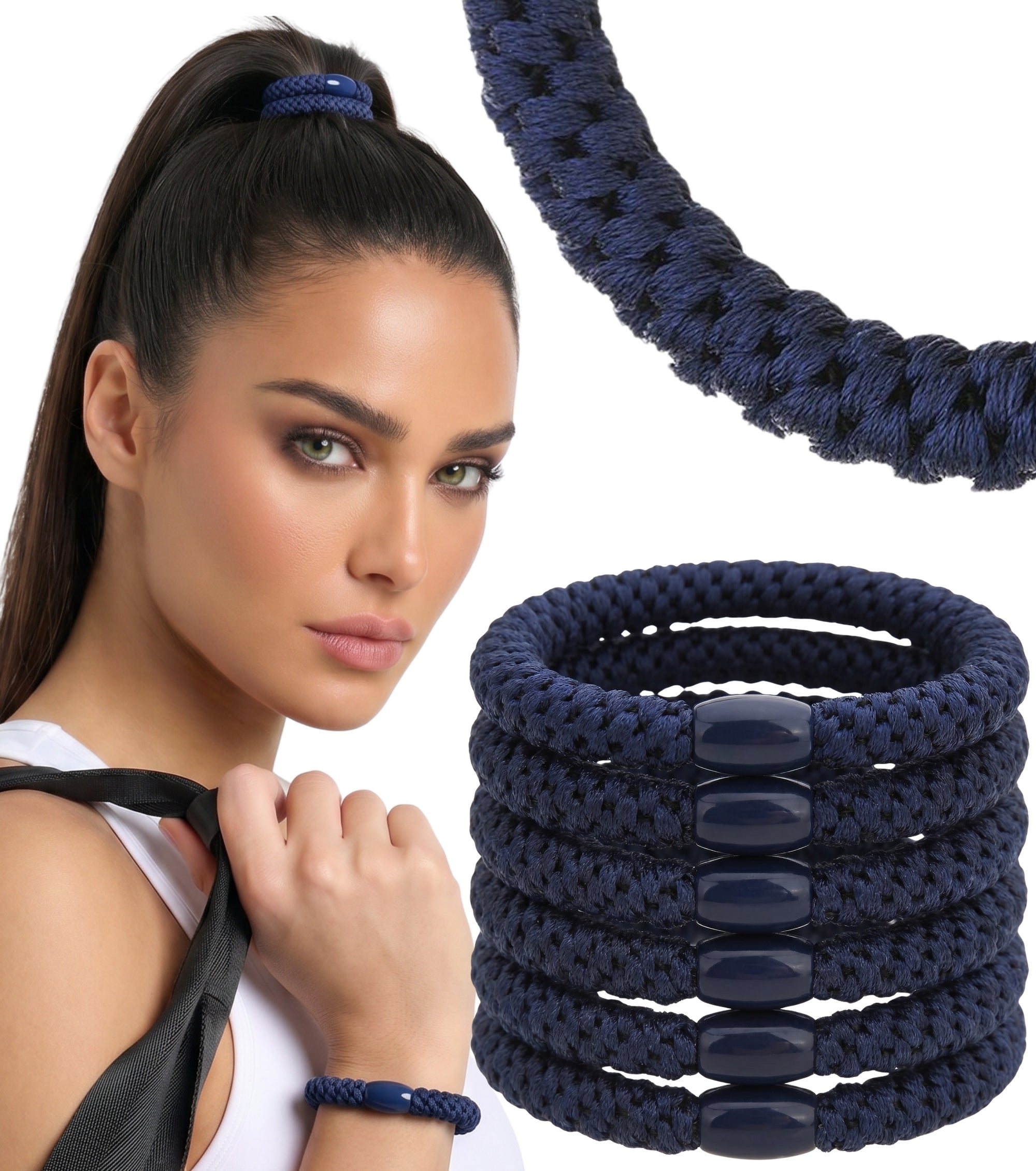 Baesics Haargummi Navy – haarschonende Zopfgummis, Bild 4