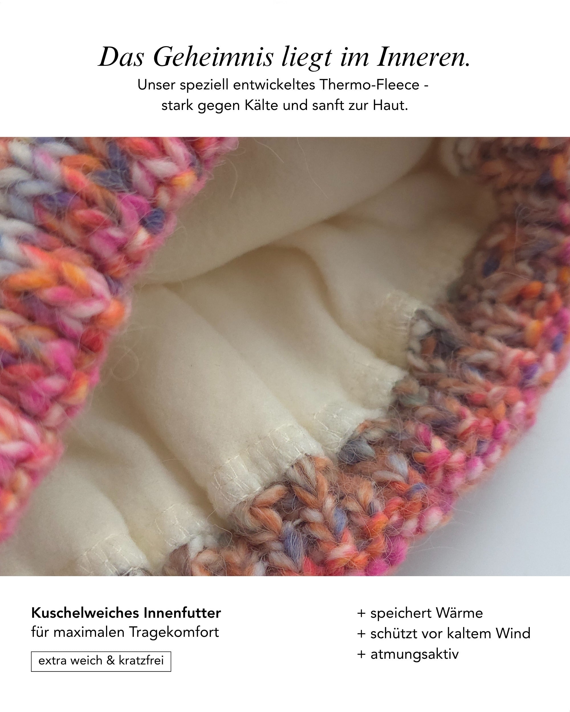 Baesics Wintermütze Bunt – Bommelmütze mit Kunstfell-Pompon & Fleecefutter, Bild 4