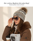Baesics Bommelmütze mit Muster (Wollmix) – Wintermütze mit Kunstfell-Bommel, Bild 5
