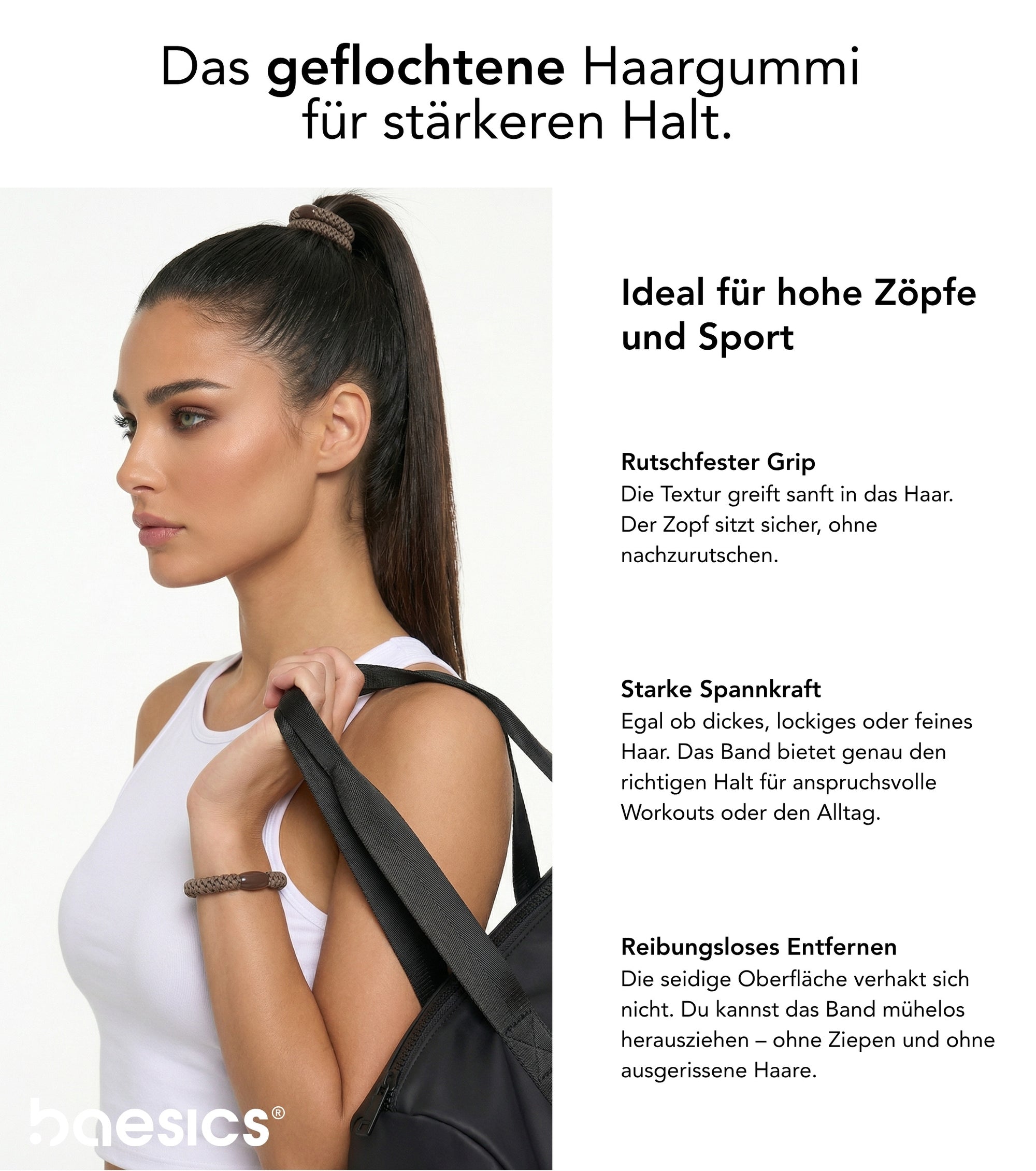 Baesics Haargummi Braun – haarschonende Zopfgummis, Bild 5