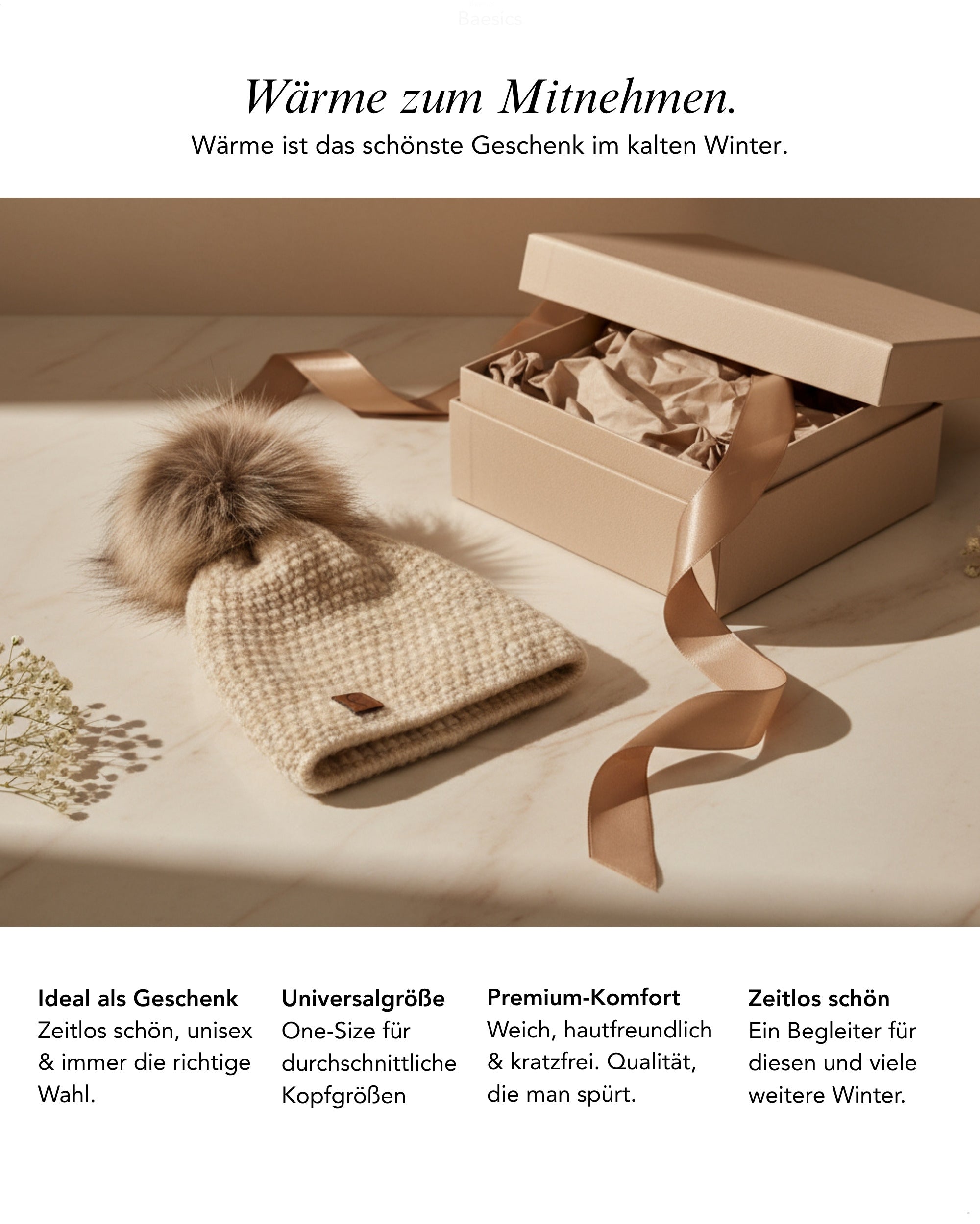 Baesics Strickmütze Glitzer mit Bommel – Wintermütze mit Fleecefutter, Bild 6