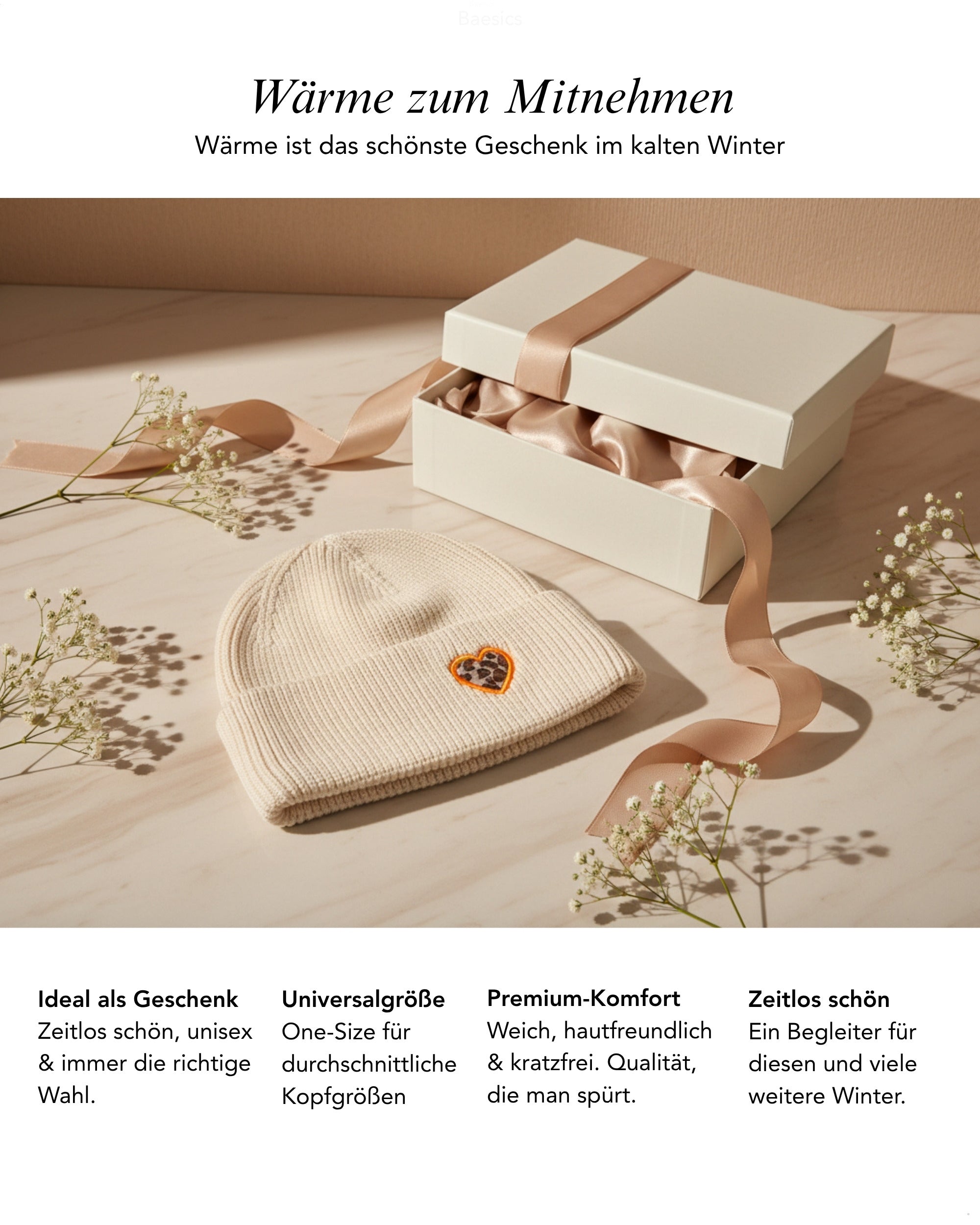 Baesics Wintermütze mit Herz – Unisex Beanie aus weichem Strick, Bild 7