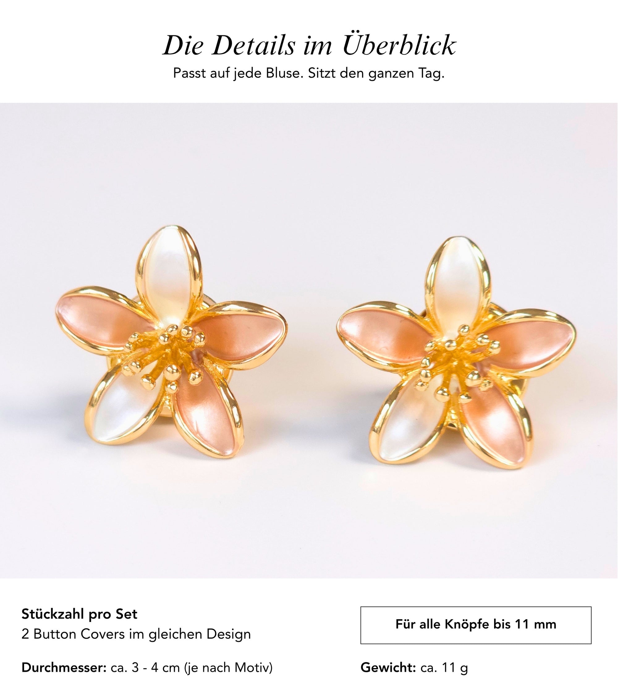 Baesics Button Covers Lilie Gold – nickelfreie Knopfüberzüge, Bild 7