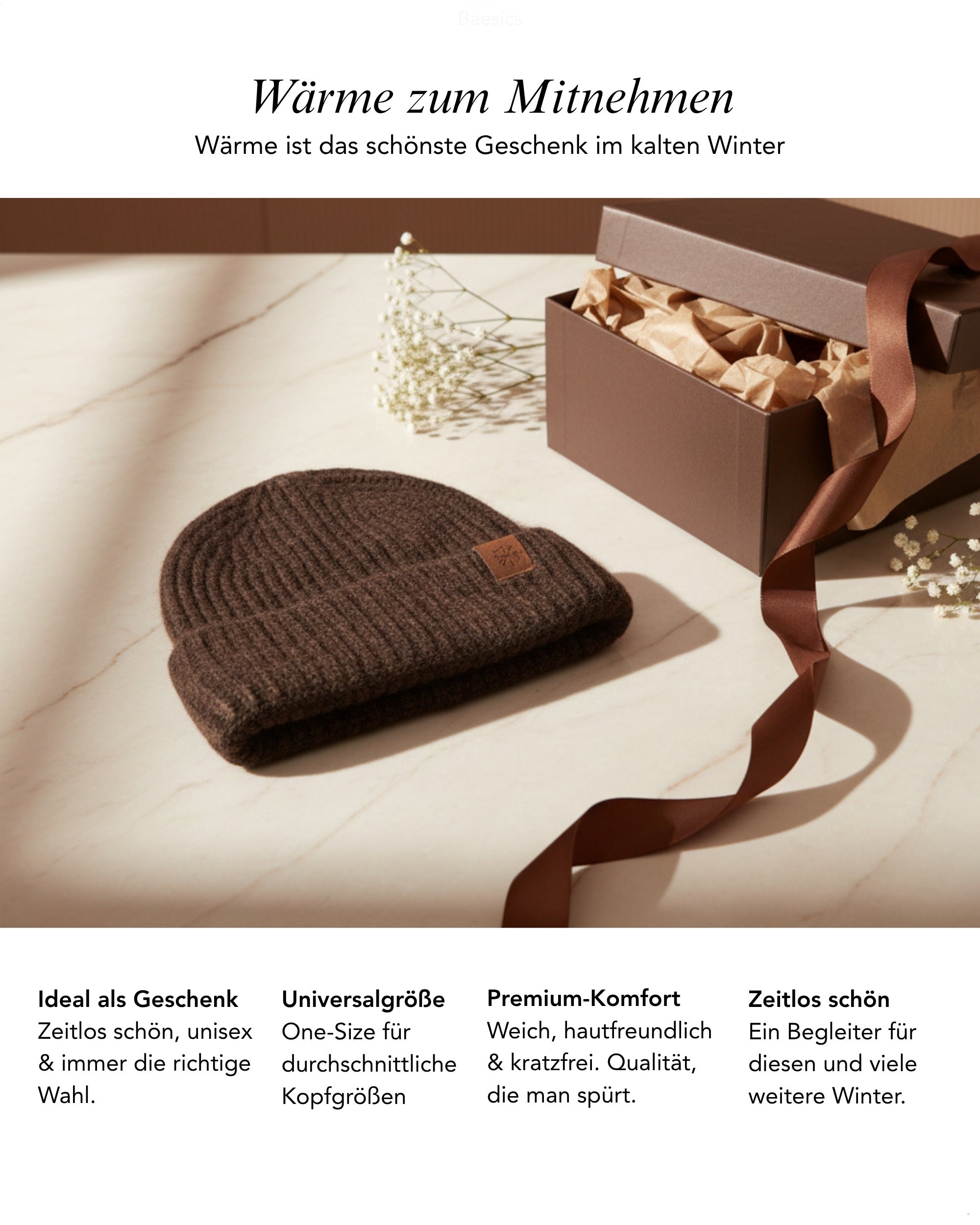 Baesics Wintermütze Schneeflocke – Beanie mit Fleecefutter, Bild 7