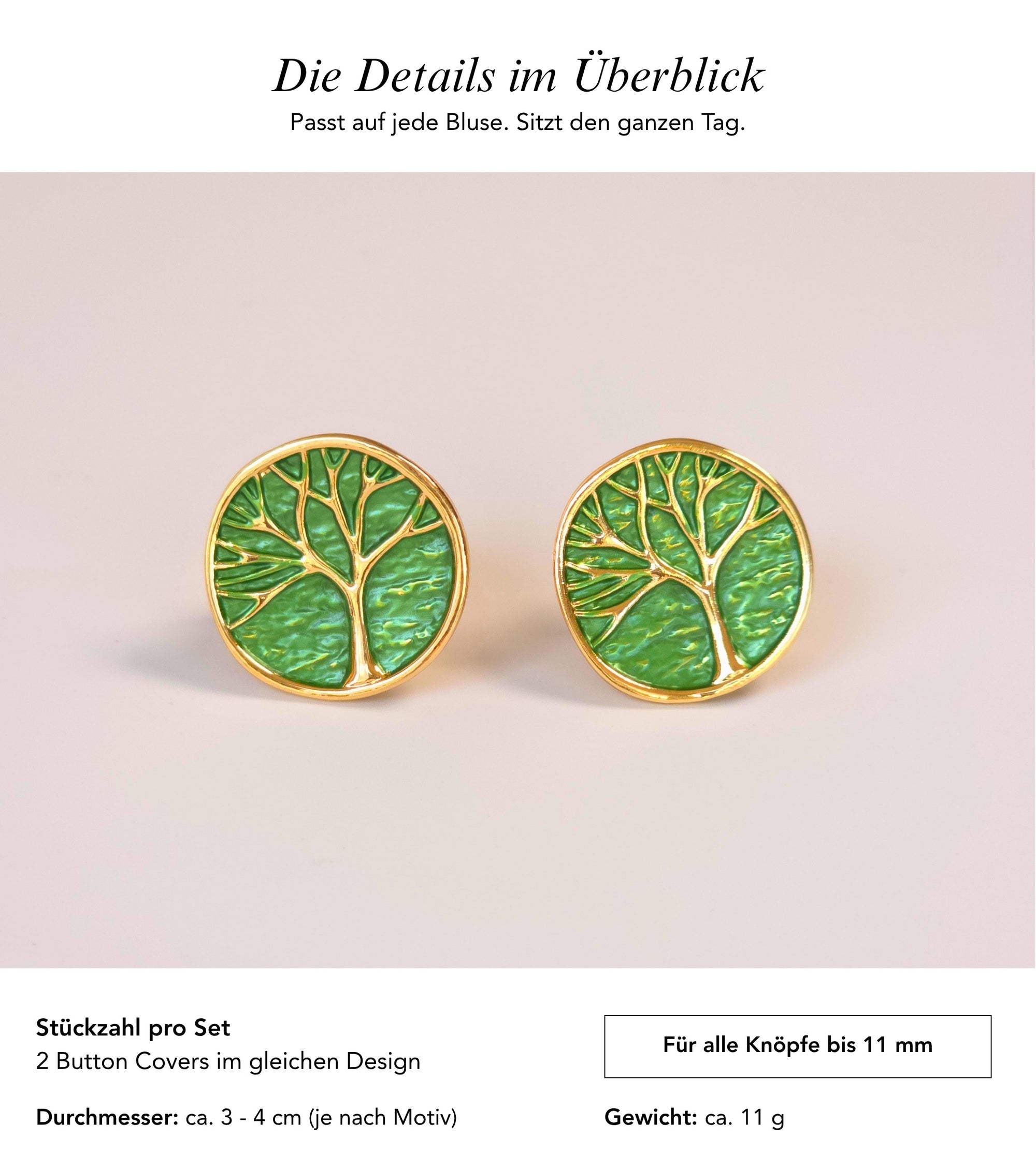 Baesics Button Covers Baum des Lebens – nickelfreie Knopfüberzüge, Bild 7