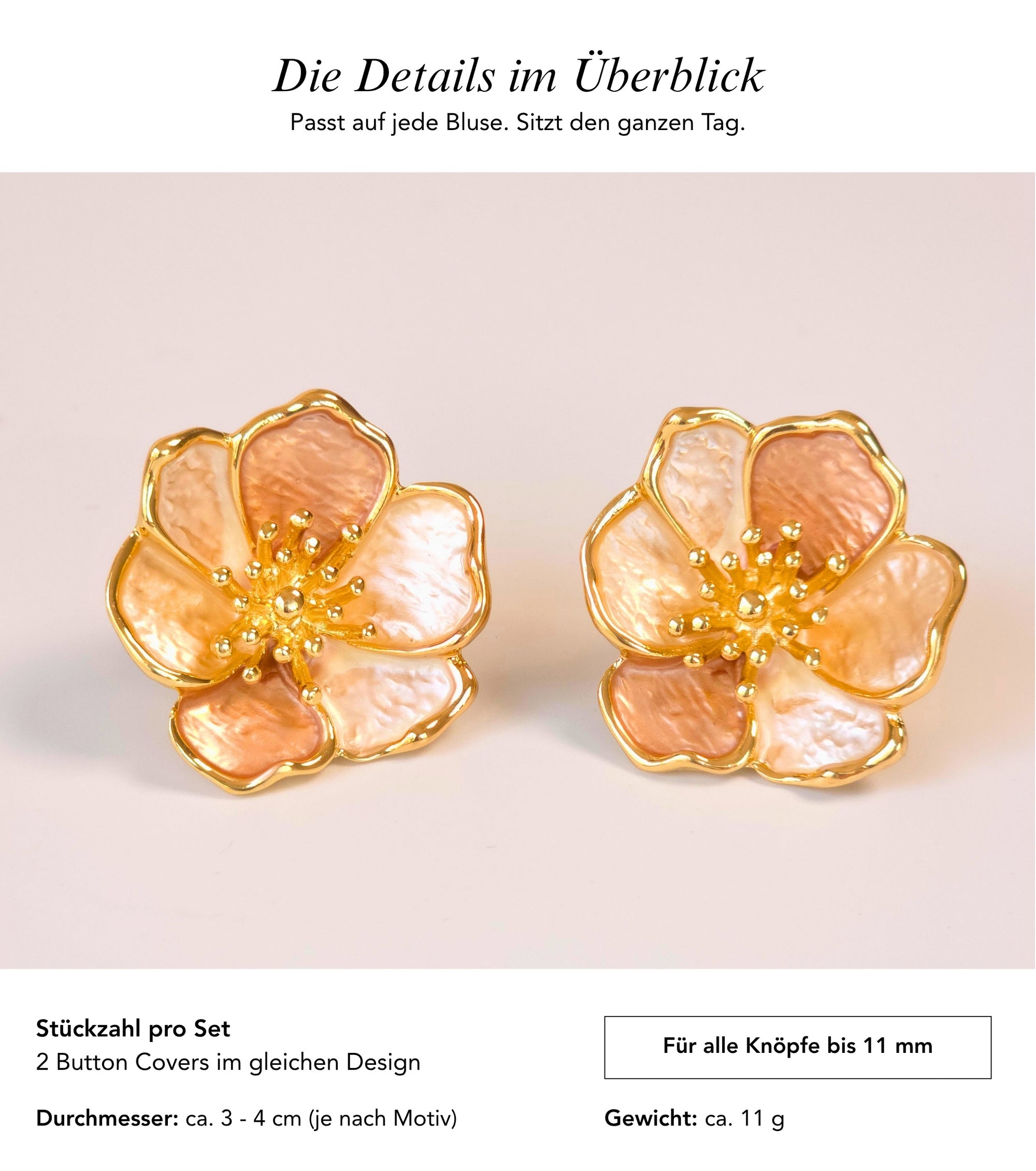 Baesics Button Covers Goldmohn – nickelfreie Knopfüberzüge, Bild 7