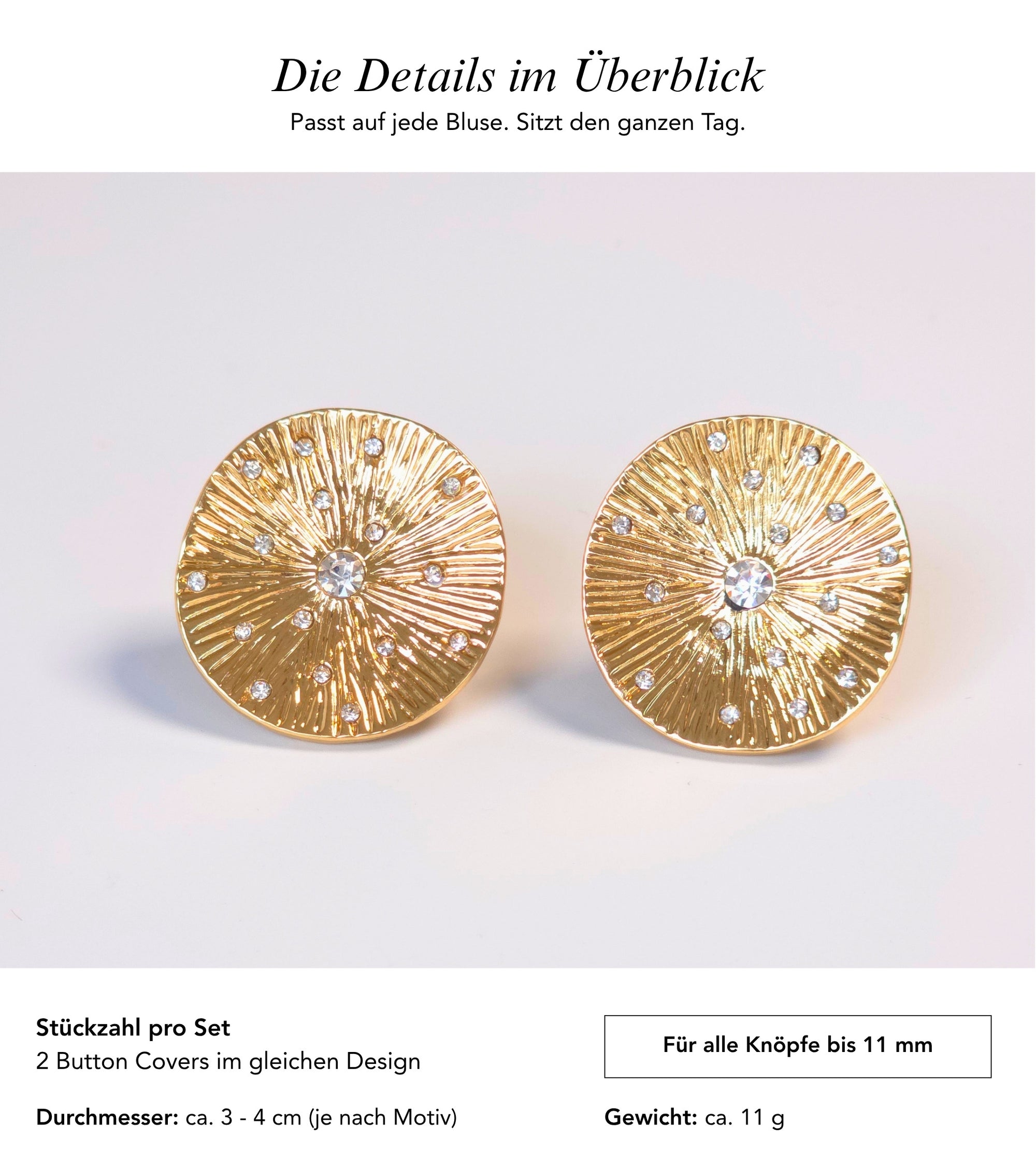 Baesics Button Covers Sunburst – nickelfreie Knopfüberzüge, Bild 7