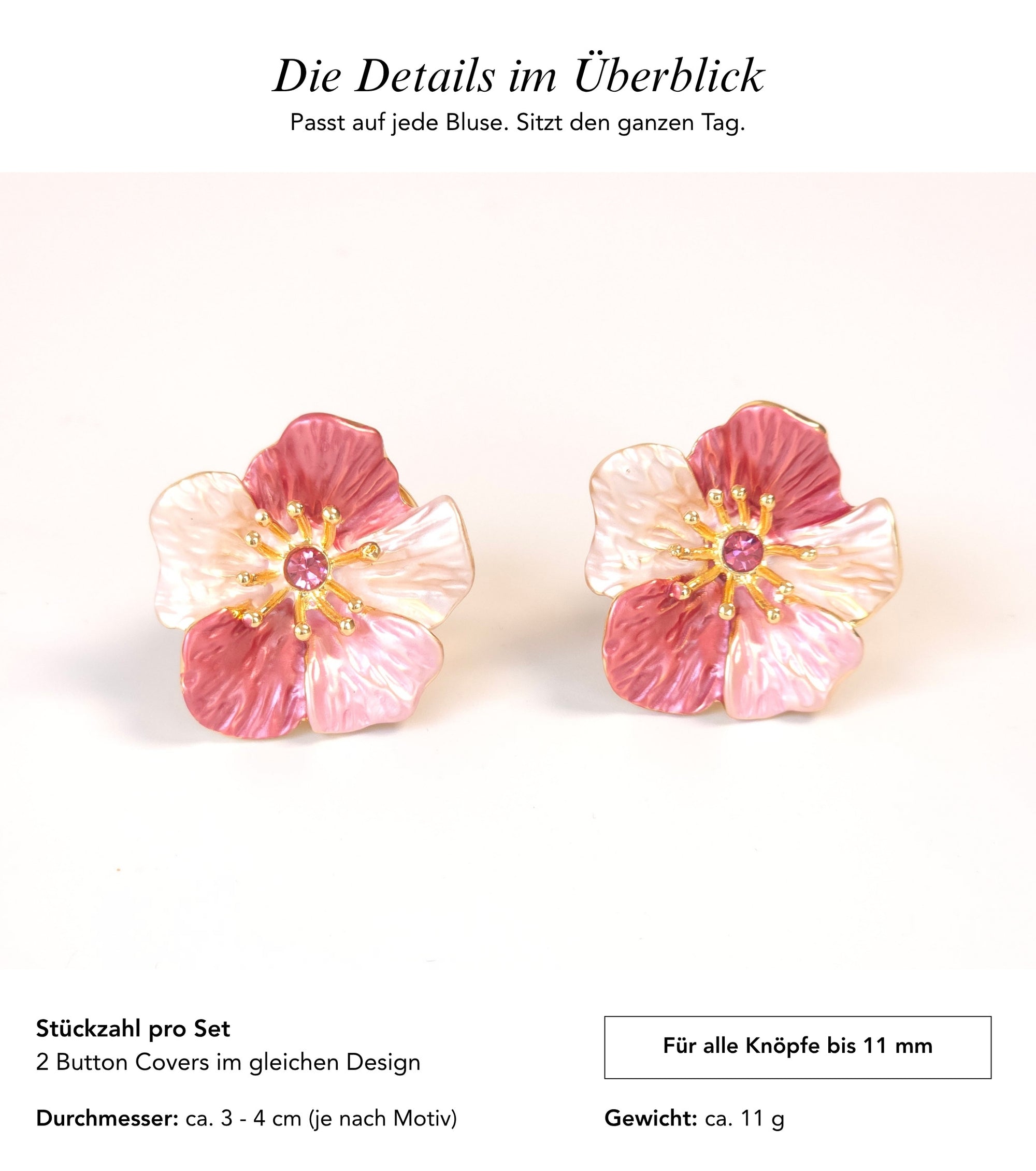 Baesics Button Covers Rosé Cherie – nickelfreie Knopfüberzüge, Bild 7