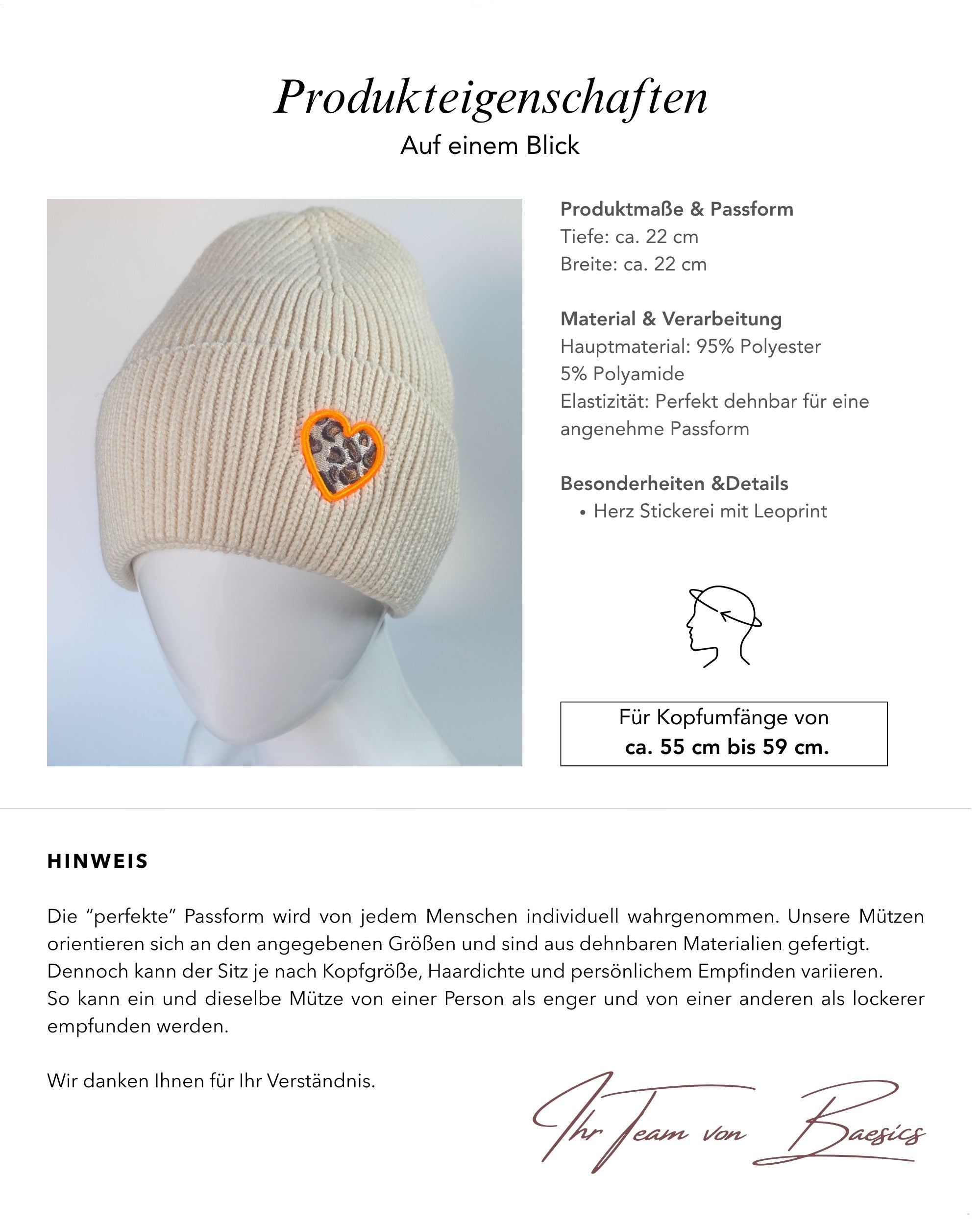 Baesics Wintermütze mit Herz – Unisex Beanie aus weichem Strick, Bild 8