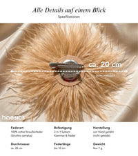 Spezifikationen der Baesics® Federbrosche: ca. 20 cm Durchmesser, 7 g, 2-in-1 System