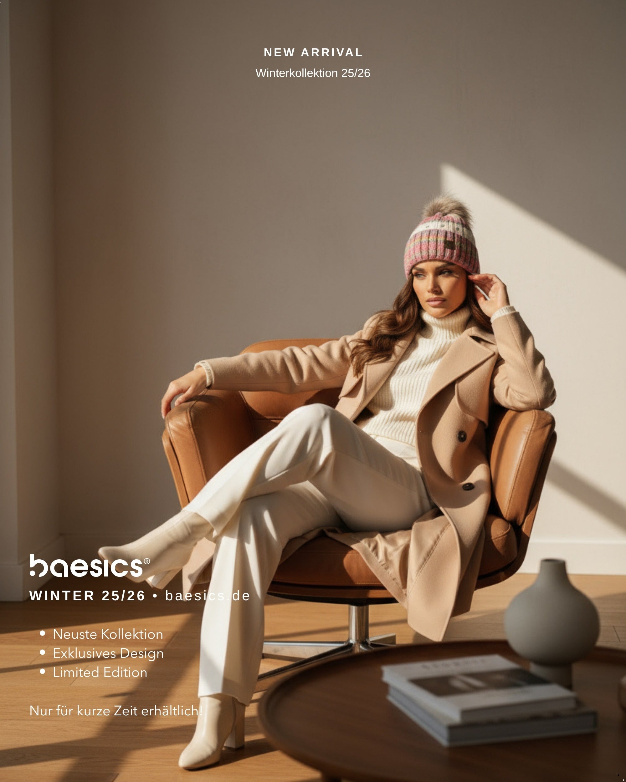 Baesics Wintermütze Bunt – Bommelmütze mit Kunstfell-Pompon &amp; Fleecefutter, Bild 9