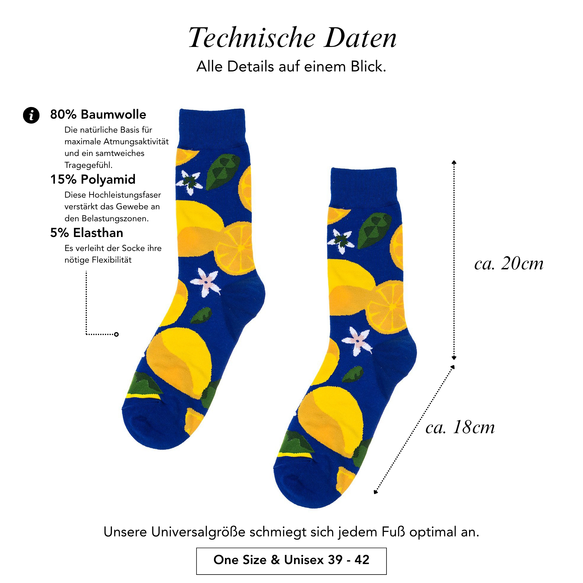 Fancy Socken Midnight Lemon