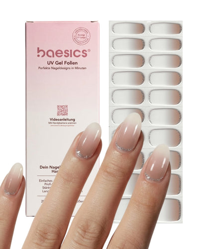 Baesics UV Gelstrips Babyboomer 01 – Set mit Gel Streifen und getragenem Design