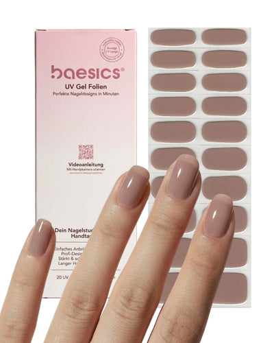 Baesics UV Gelstrips Cashmere – Set mit Gel Streifen und getragenem Design