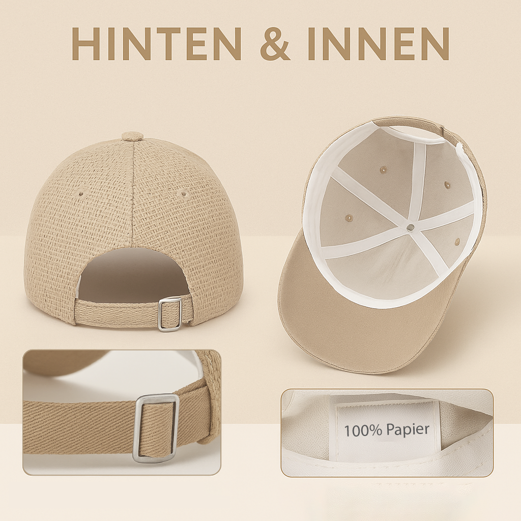 Baesics Nachhaltige Baeseball Cap aus 100% Papier - Unisex – Leicht, Atmungsaktiv &amp; Verstellbar