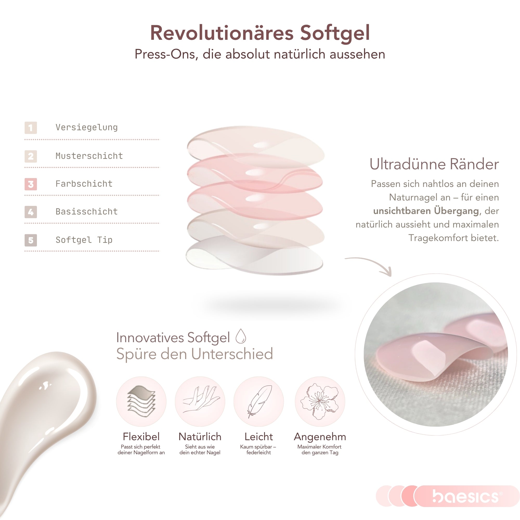 Elfenbein Glazed Square Softgel Press-On Nails