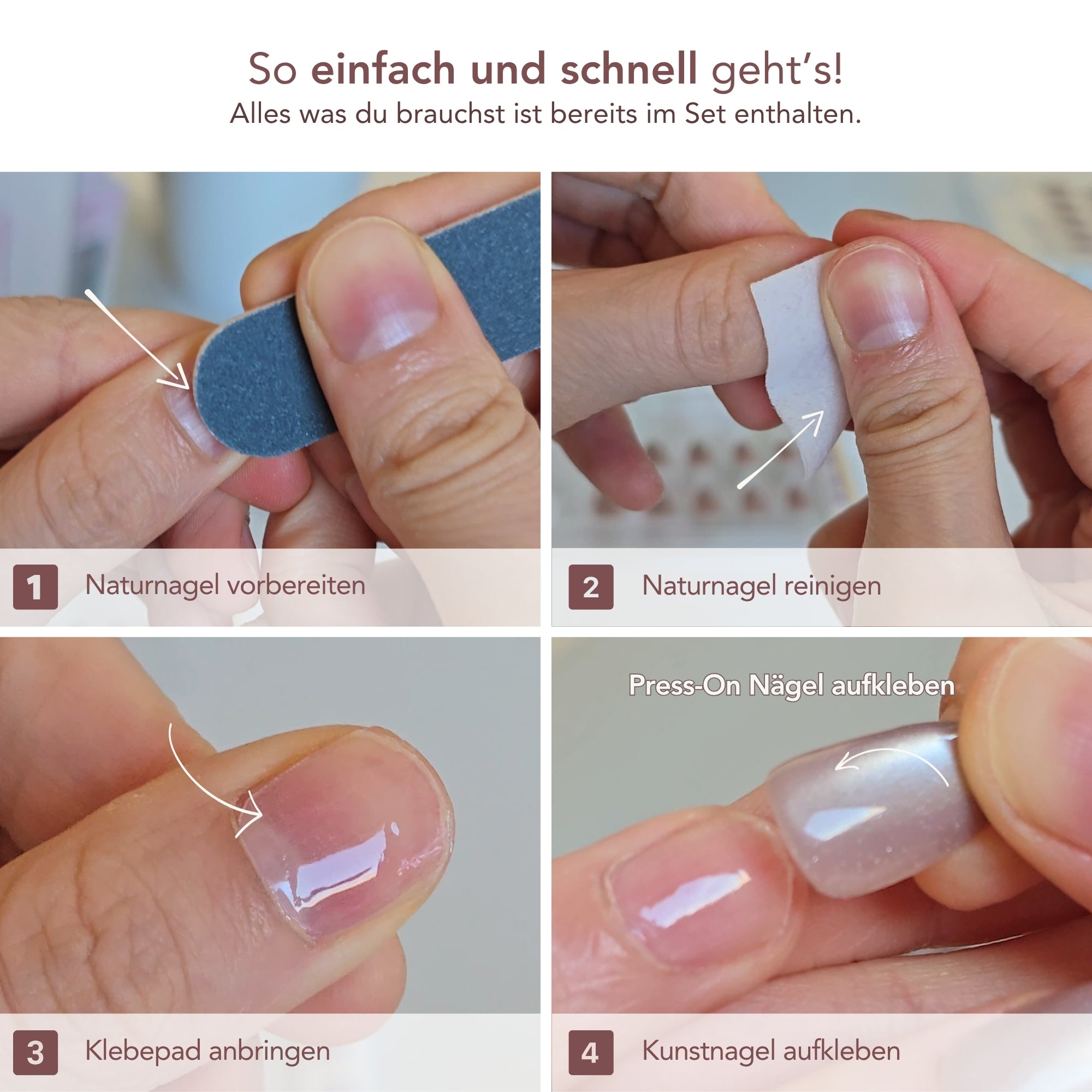 Elfenbein Glazed Square Softgel Press-On Nails