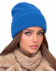 Beanie Angora Blau