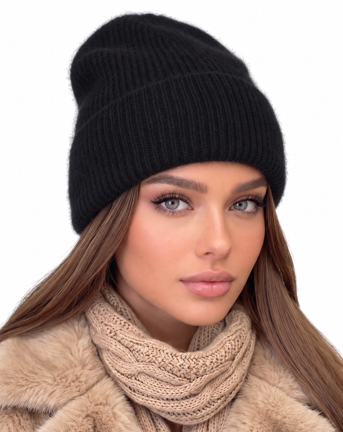 Beanie Angora Schwarz