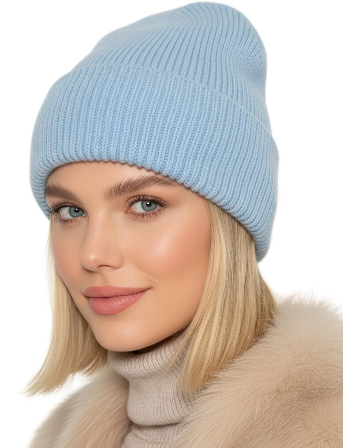 Beanie Angorra Babyblau