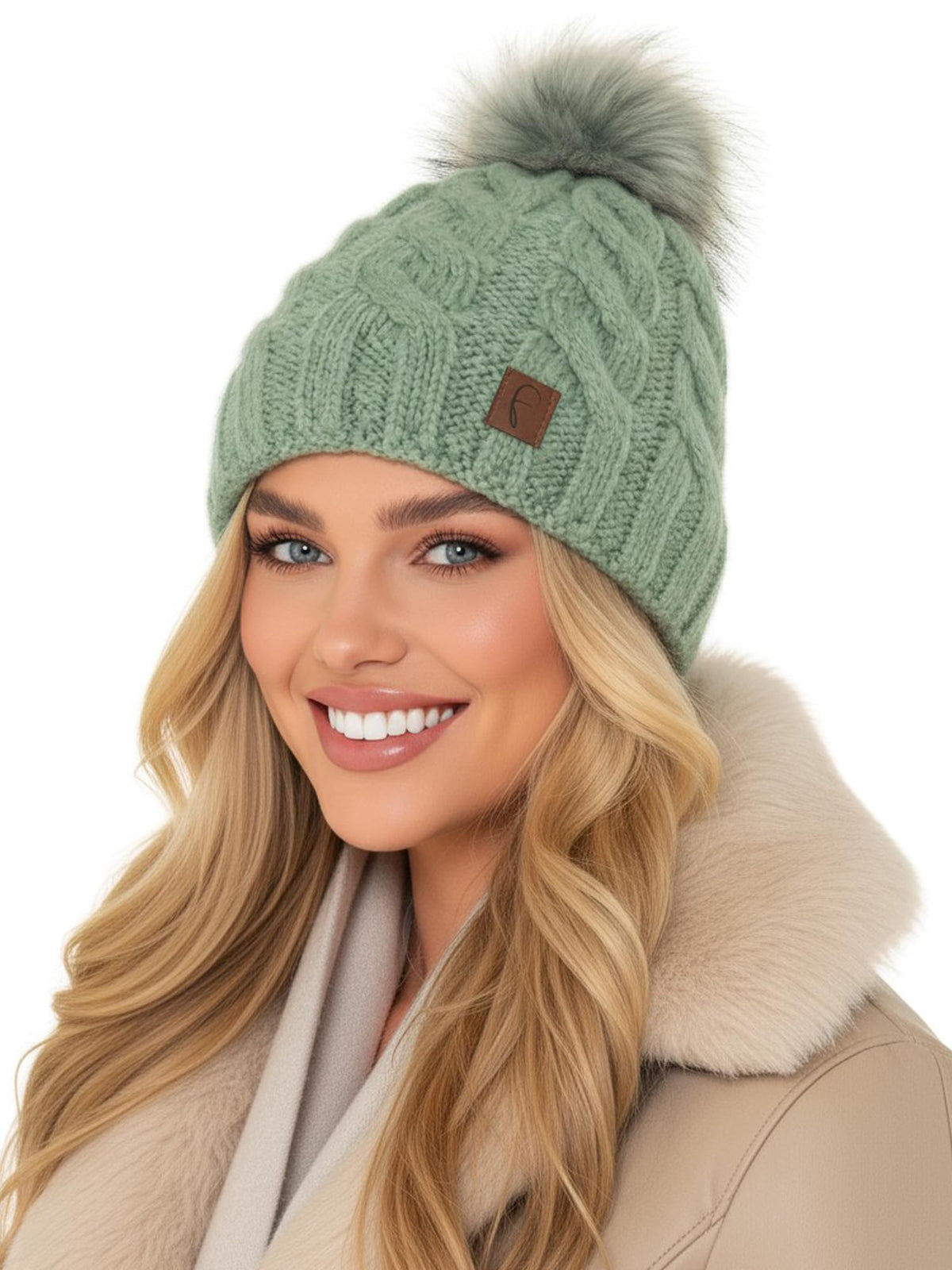 Wintermütze Zopfmuster Mint