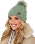 Wintermütze Zopfmuster Mint