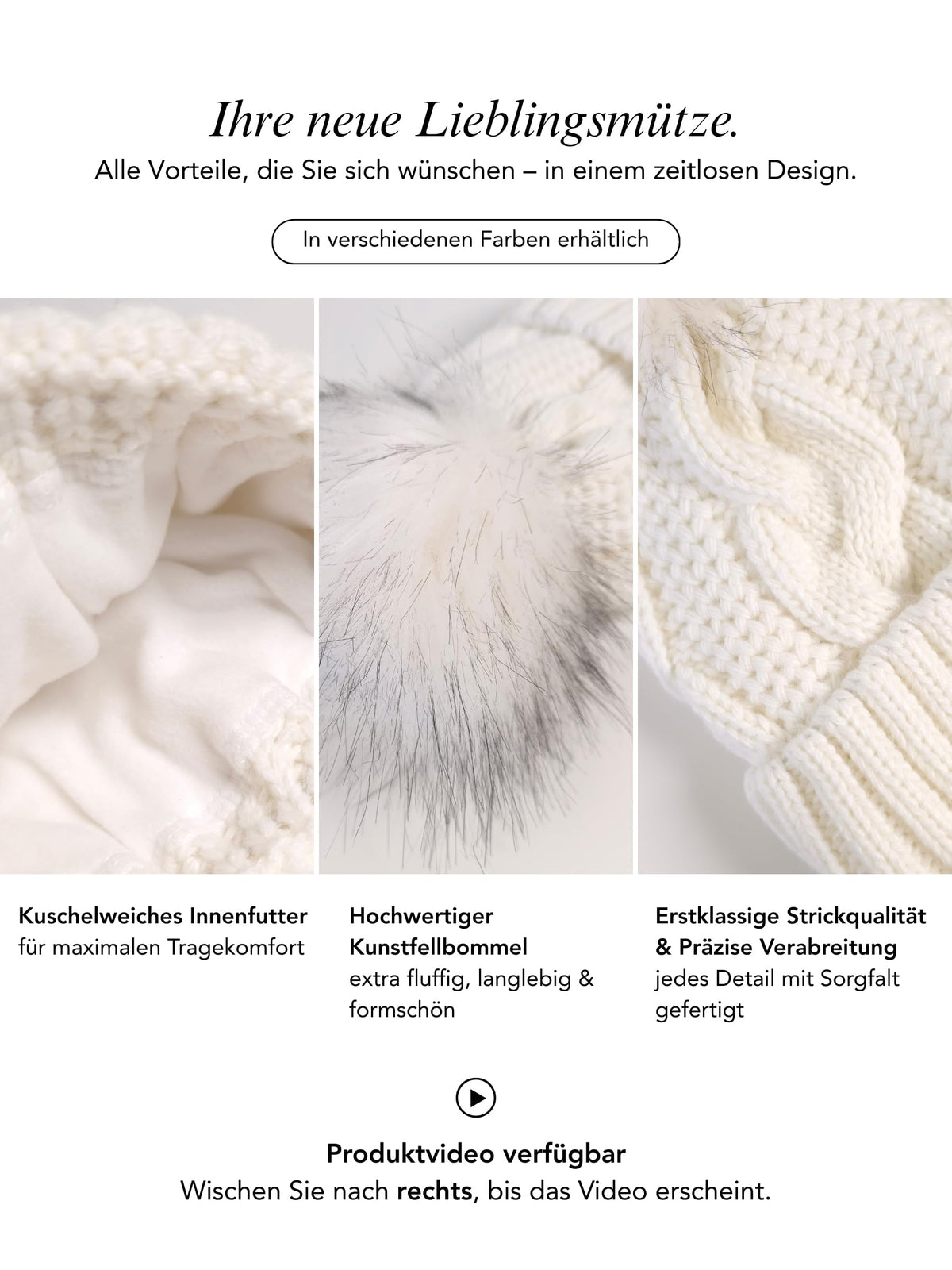 Strickmütze Zopfmuster Detail 2