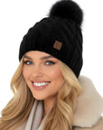 Wintermütze Zopfmuster Schwarz