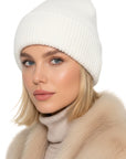 Beanie Angorra Weiß