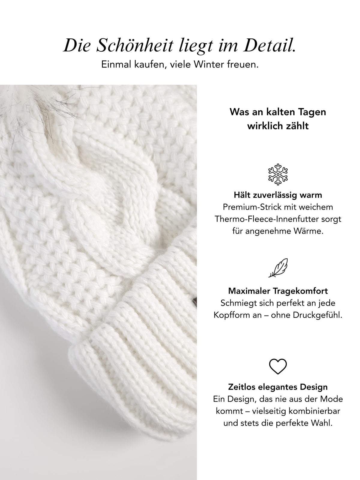 Strickmütze Zopfmuster Detail 5