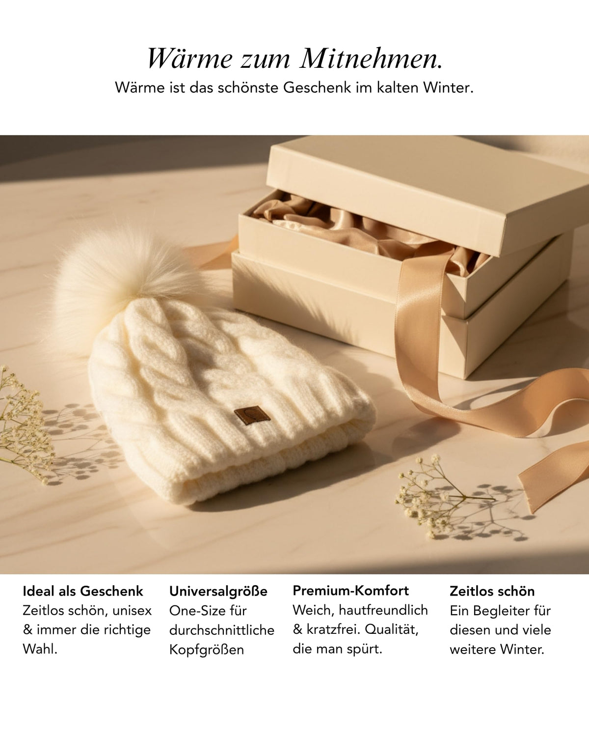 Wintermütze Zopfmuster Detail 1