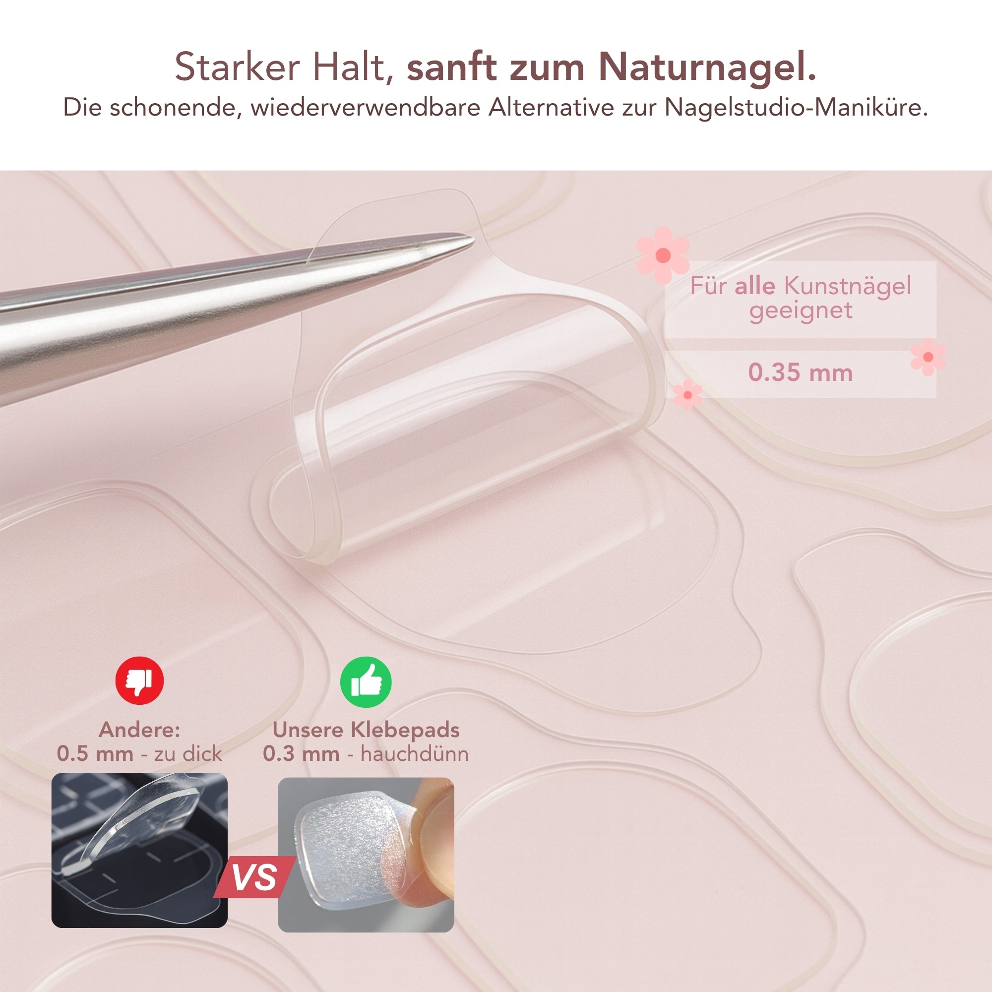 Elfenbein Glazed Square Softgel Press-On Nails