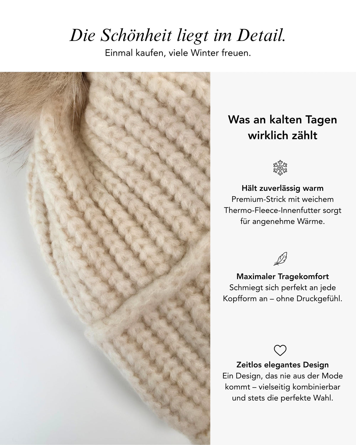 Strickmütze Classic Detail 6