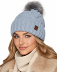 Strickmütze Zopfmuster Babyblau