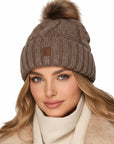 Strickmütze Zopfmuster Taupe