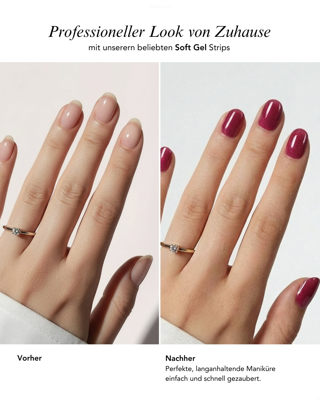 Baesics UV Gelstrips Berry Gloss an den Nägeln