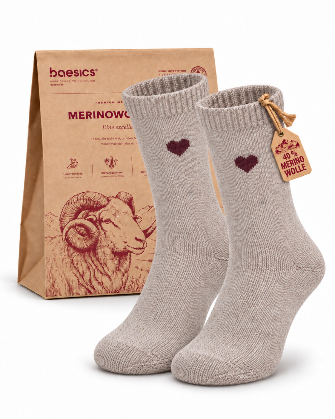 Merino Socken Liebling Beige