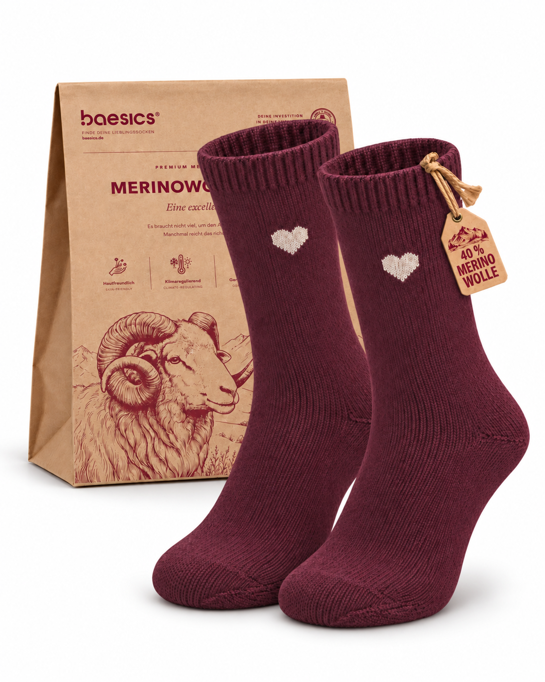 Merino Socken Liebling Bordeaux