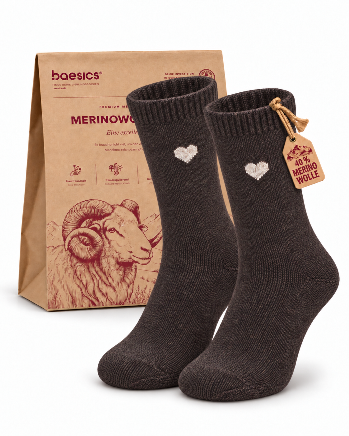 Merino Socken Liebling Braun