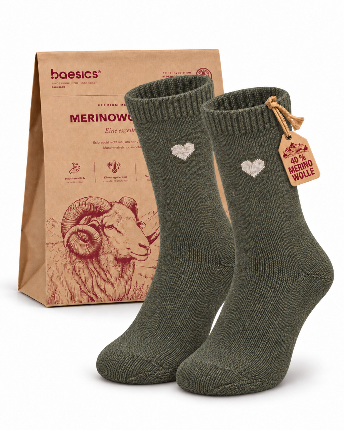 Merino Socken Liebling Khakigrün