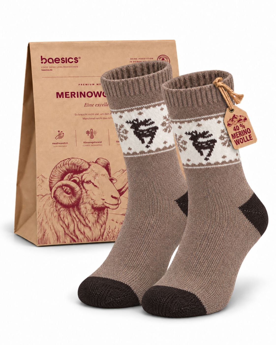 Merino Socken Sternenläufer Helltaupe